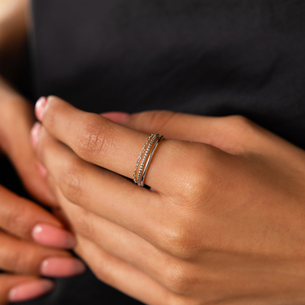 Textured Stacking Ring Set in Silver