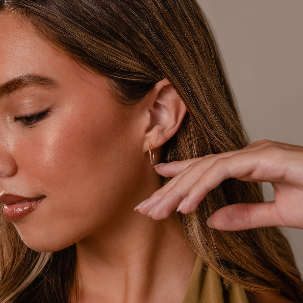 Solid Gold Endless Tube Hoop Earrings