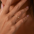 Solid Gold Adjustable Duo Bead Ring