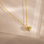 Puff Heart Jewelry Set in 18K Gold