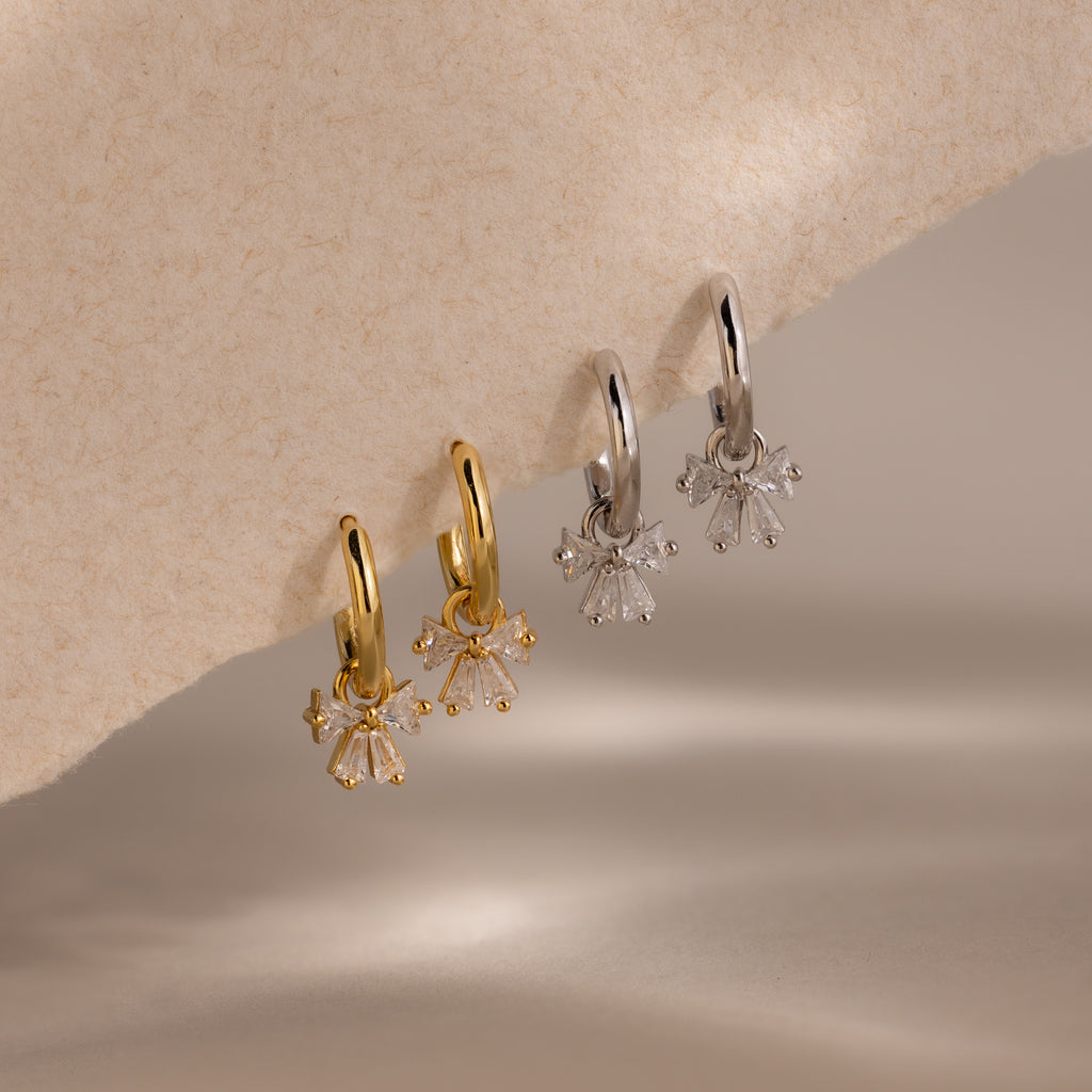 Diamond Bow Hoops in 18K Gold
