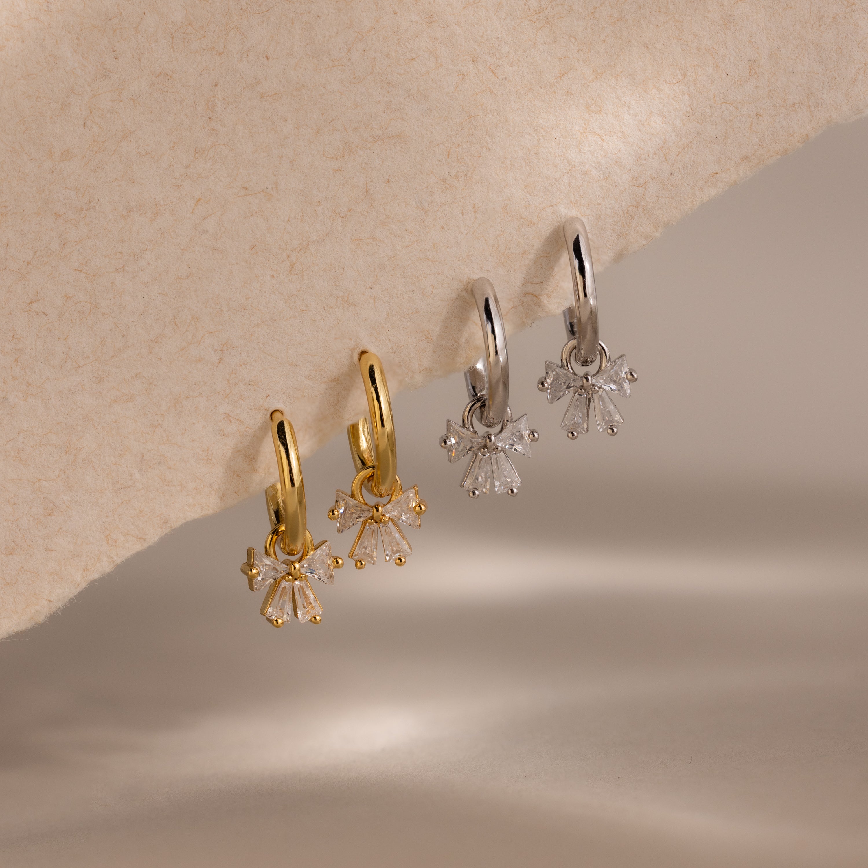 Diamond Bow Hoops in 18K Gold