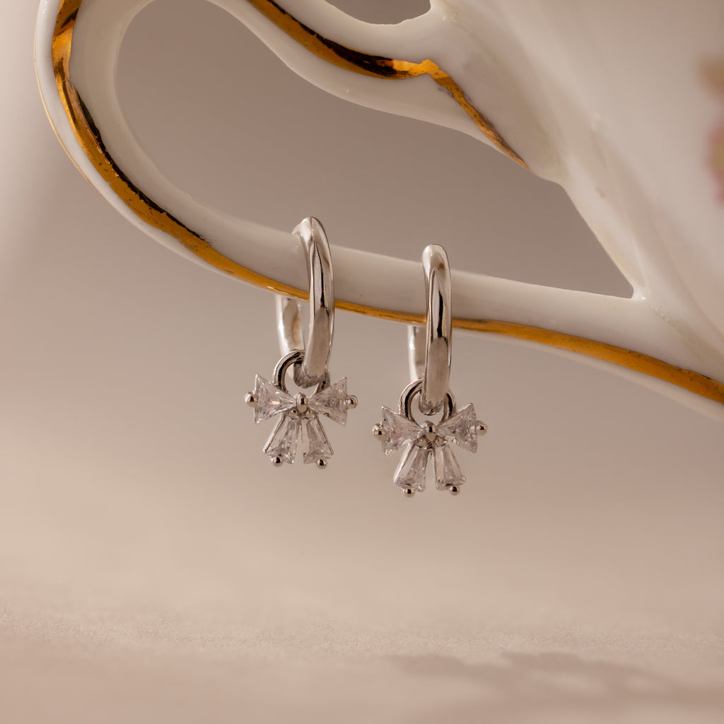 Coquette Bow Earring Set in Silver