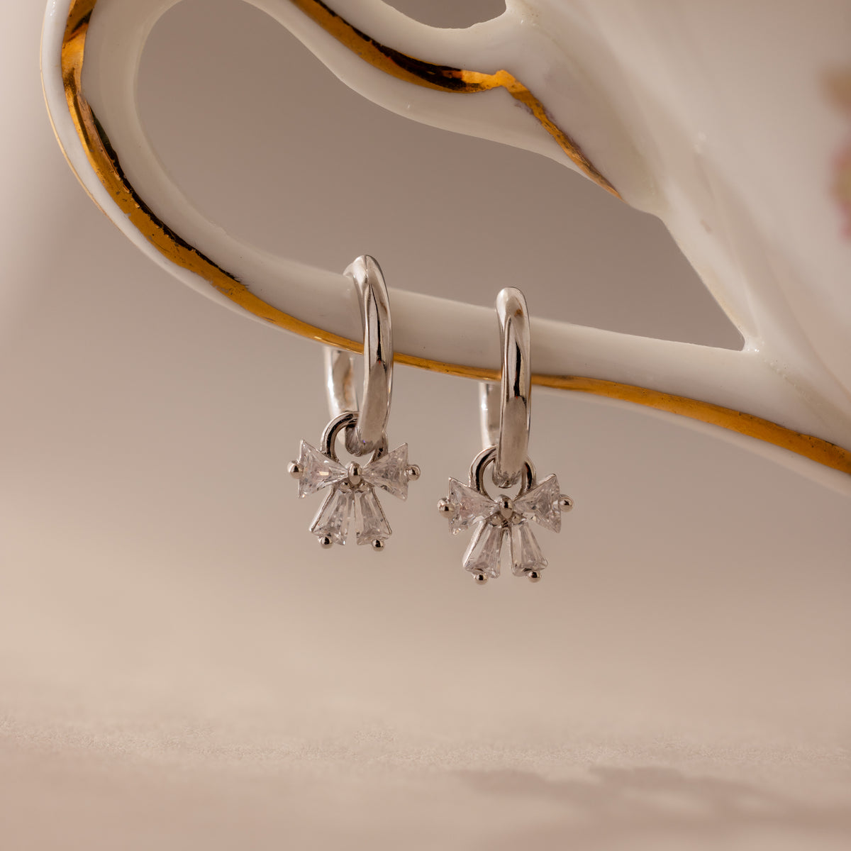Coquette Bow Earring Set in Silver