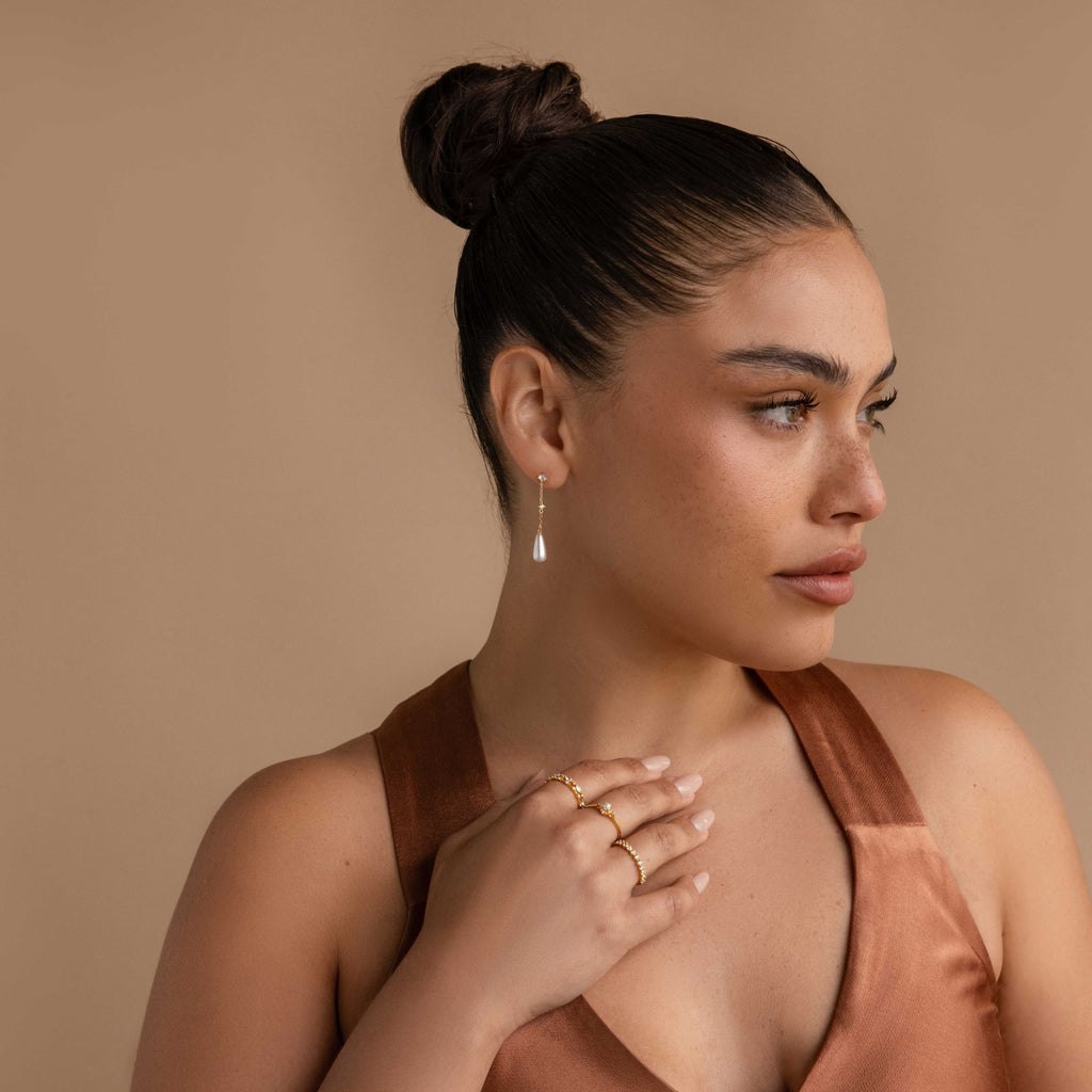 Diamond Pearl Chain Earrings
