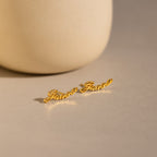 London Name Earrings in 18K Gold