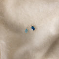 Silver 6mm Aquamarine Pear-cut Birthstone Charm and 6mm Blue Zircon Baguette-cut Birthstone Charm with jump rings
