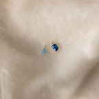 Silver 6mm Aquamarine Pear-cut Birthstone Charm and 6mm Blue Zircon Baguette-cut Birthstone Charm with jump rings