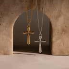 Solace Pave Cross Necklace in 18K Gold