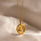 Baby Handprint Coin Necklace in 18K Gold