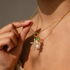 Signet Emerald Charm in 18K Gold
