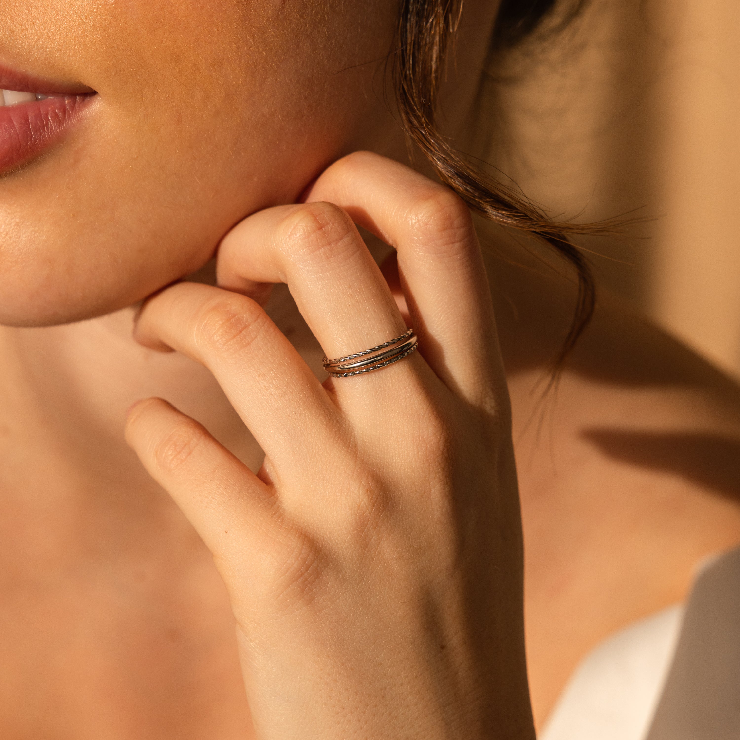 Ensemble de bagues fines empilables en argent sterling