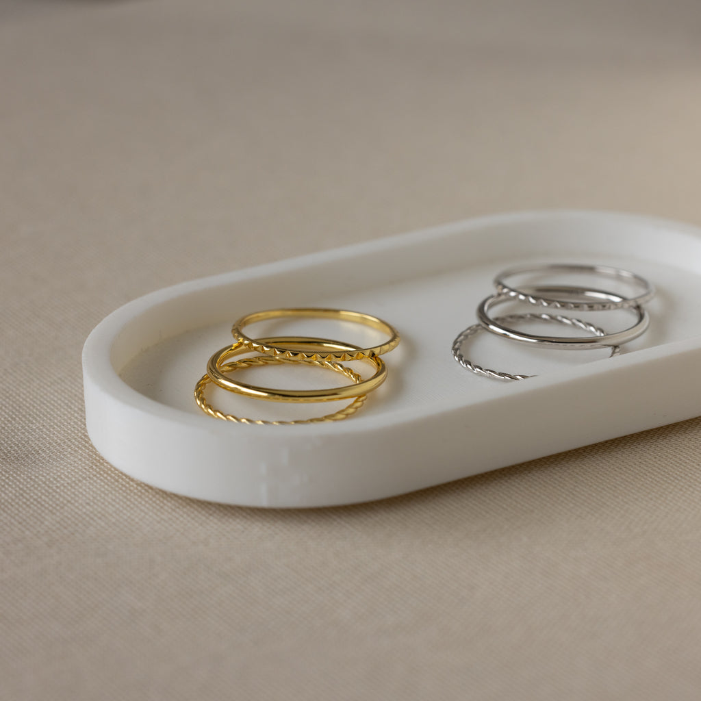 Ensemble de bagues fines empilables en argent sterling