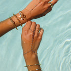 Ocean Beaded Hand Chain Bracelet in 18K Gold