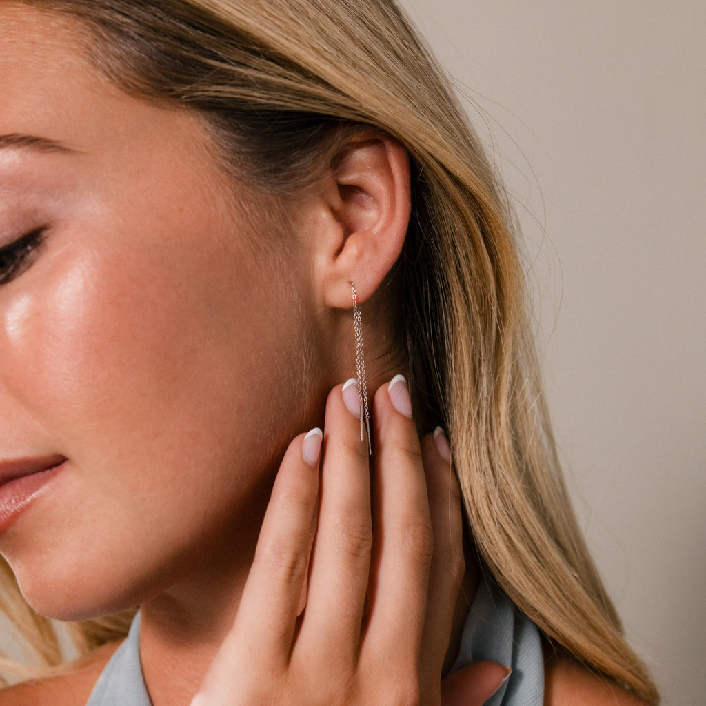 Essential Threader Earrings in Silver