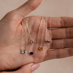 Custom Cut Bezel Birthstone Necklace