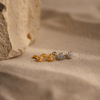 Opal Sun Flat Back Studs in Silver