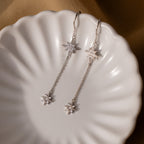 Pave Star Threader Earrings in Silver