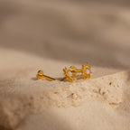 Opal Sun Flat Back Studs in 18K Gold