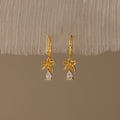 Teardrop Ribbon Charm Hoops in 18K Gold