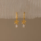 Teardrop Ribbon Charm Hoops in 18K Gold