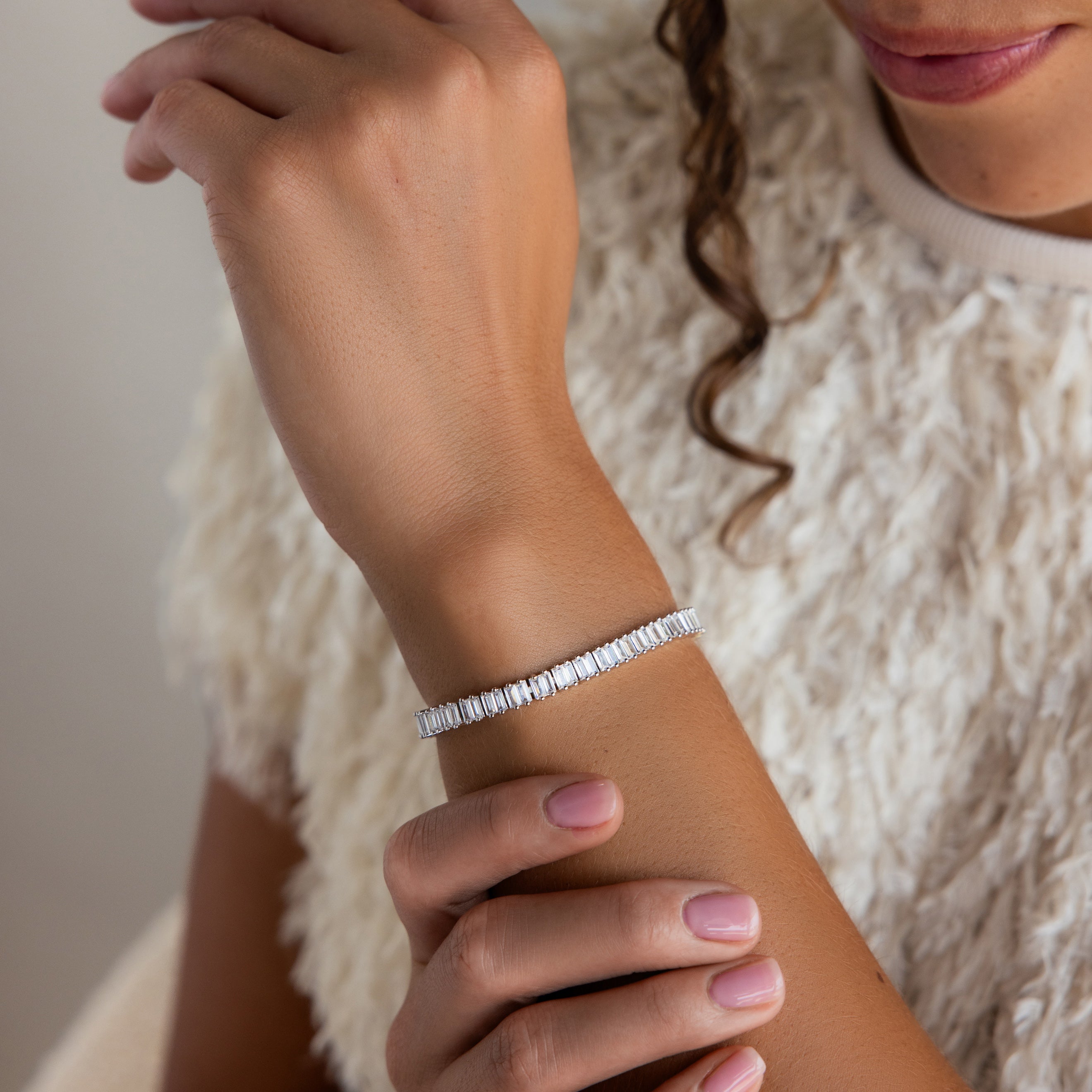 Vertical Baguette Tennis Bracelet in Silver