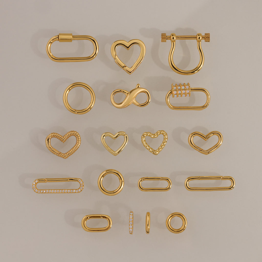 Ensemble d'extensions de fermoirs mousquetons polyvalents en or 18 carats