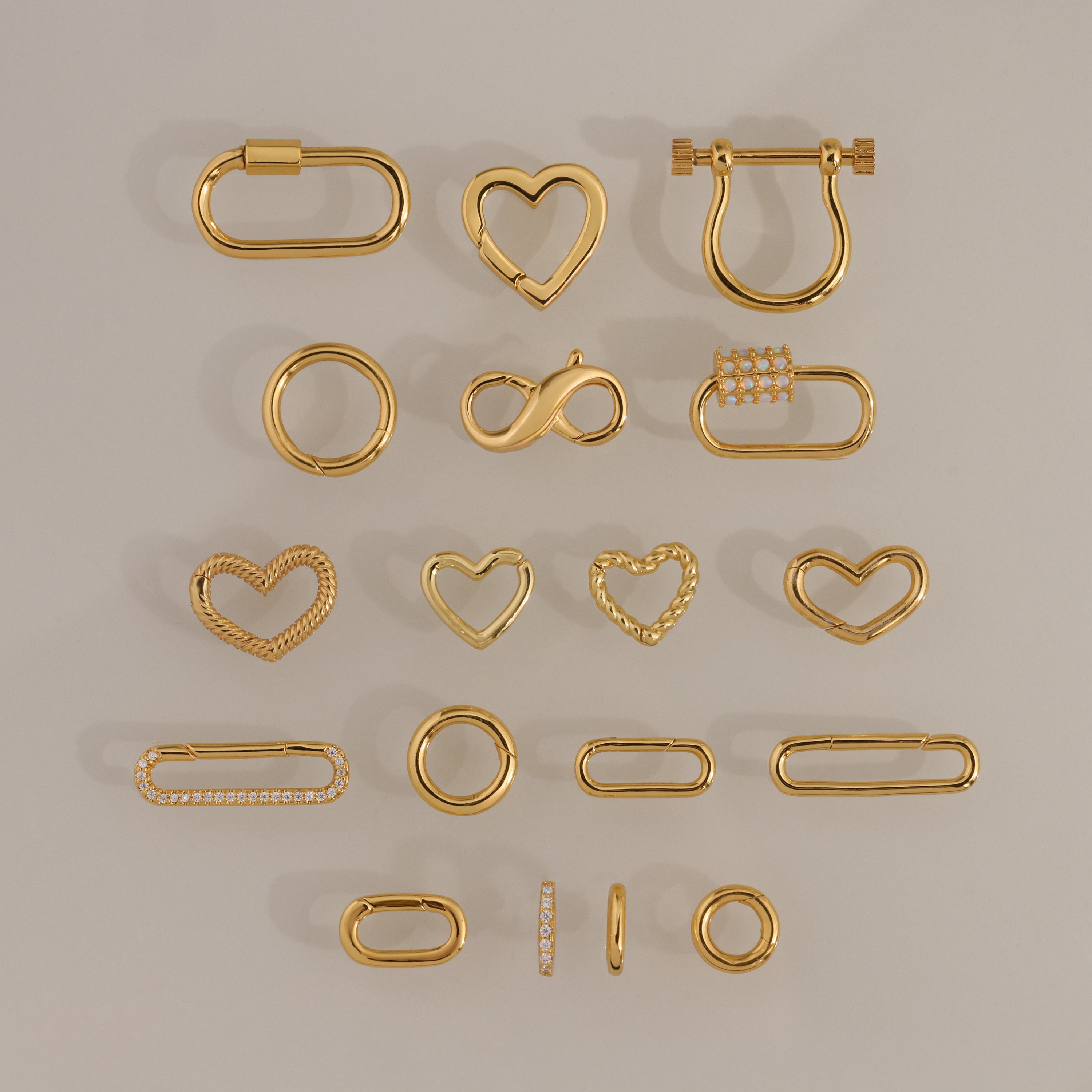 Ensemble d'extensions de fermoirs mousquetons polyvalents en or 18 carats