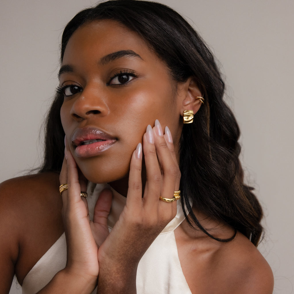 Bold Square Wave Studs in Silver