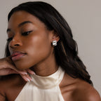 Bold Square Wave Studs in Silver