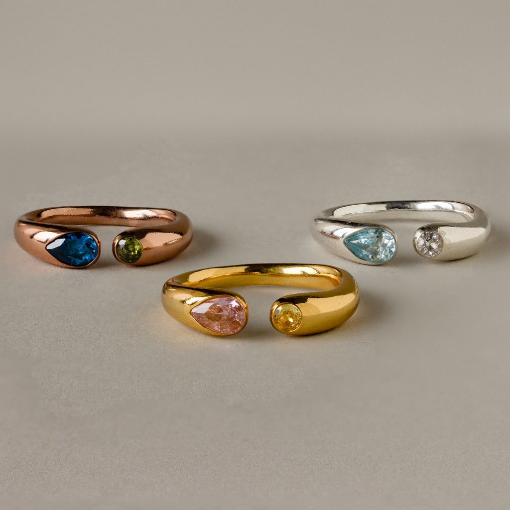 Bague chevalière avec pierre de naissance Toi et Moi