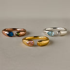Bague chevalière avec pierre de naissance Toi et Moi