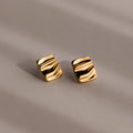 Bold Square Wave Studs in 18K Gold