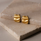 Bold Square Wave Studs in 18K Gold