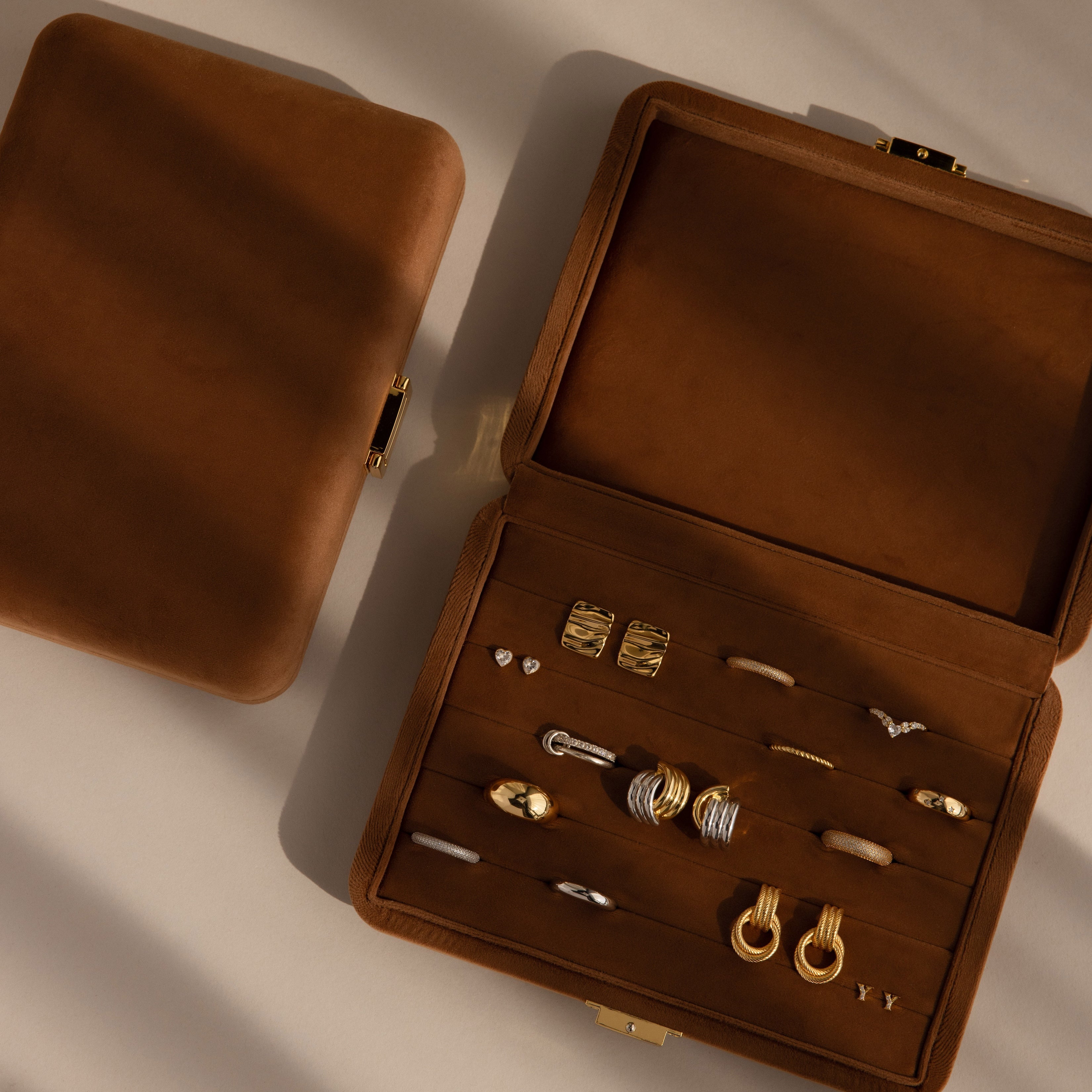 Boîte à bijoux rectangulaire en velours