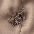 Beaded Charm Pin in Silver