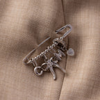 Beaded Charm Pin in Silver