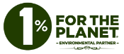 Logo for '1% for the Planet' on a green background