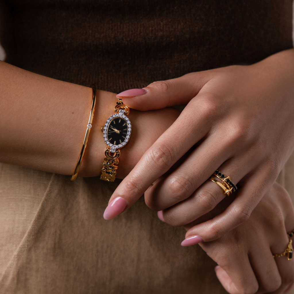 Pave Onyx Timepiece