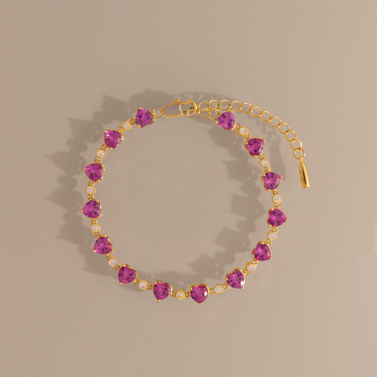 Pink Tourmaline Heart Tennis Bracelet