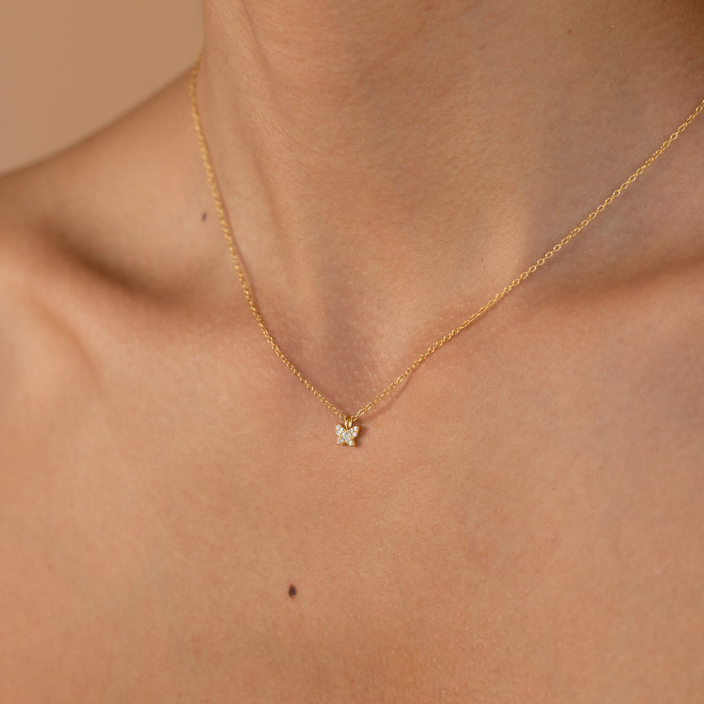Mandy Pave Butterfly Necklace in 18K Gold