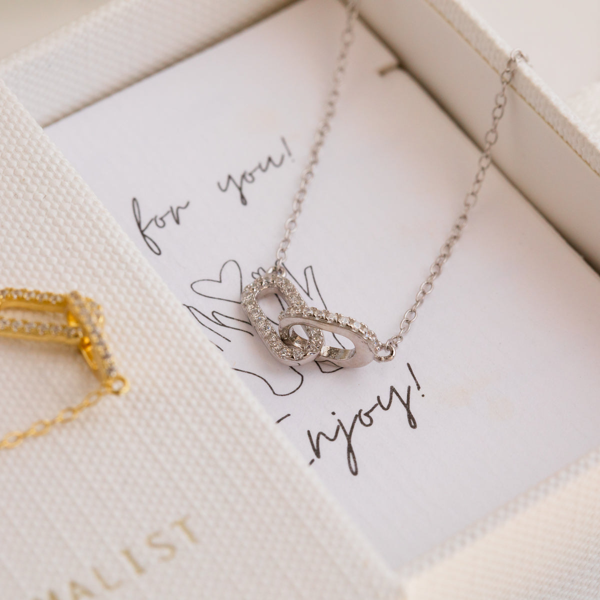 Pave Linked Necklace & Bracelet Set in Silver