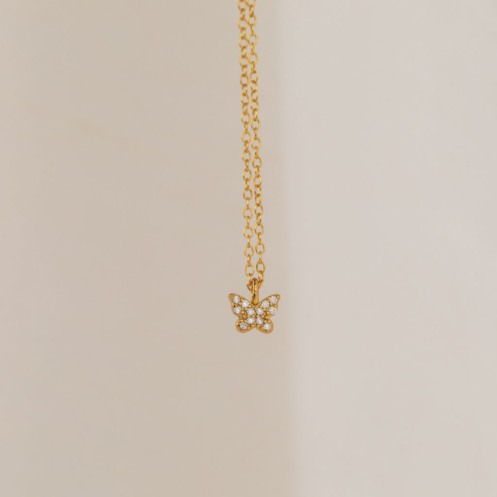 Mandy Pave Butterfly Necklace in 18K Gold