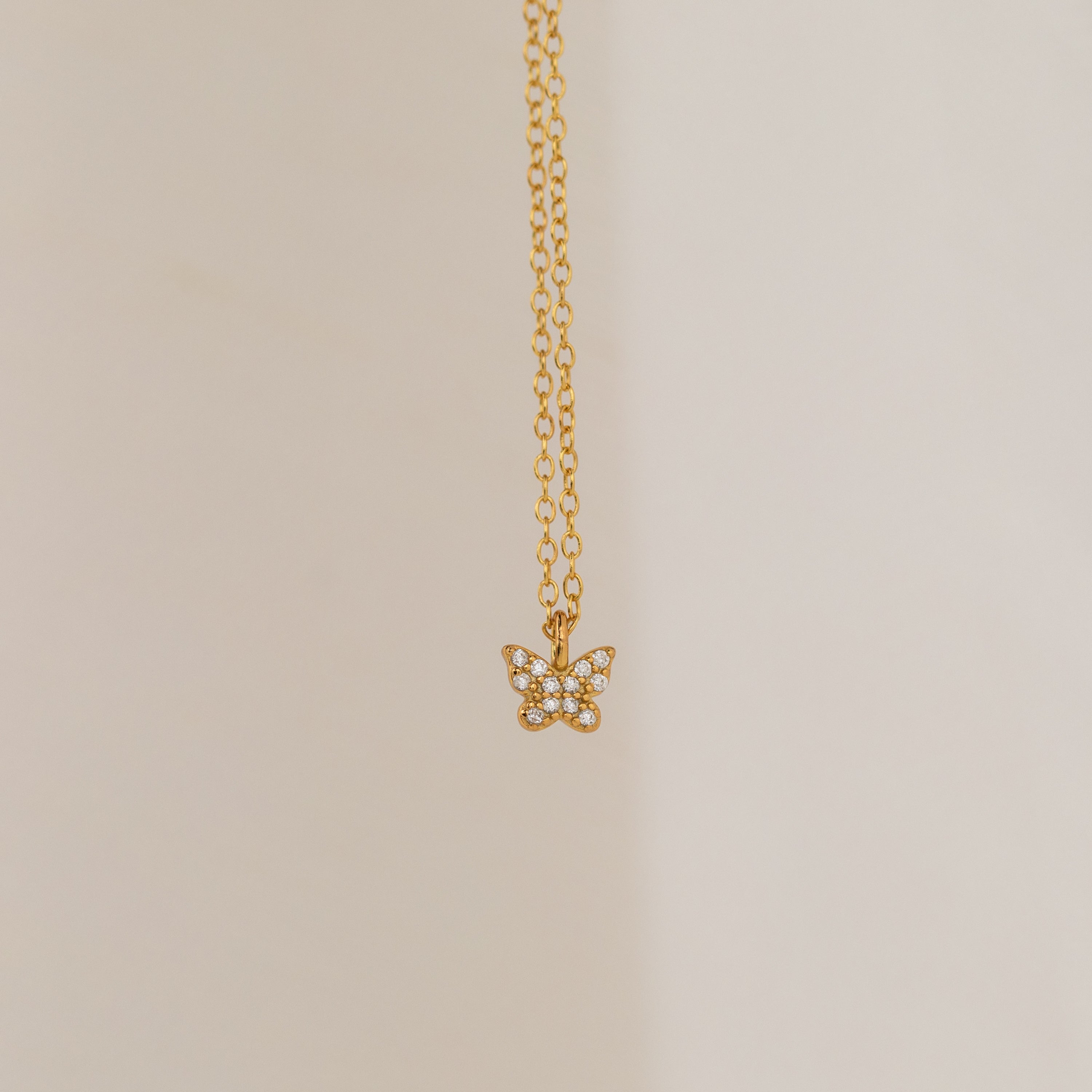 Mandy Pave Butterfly Necklace in 18K Gold