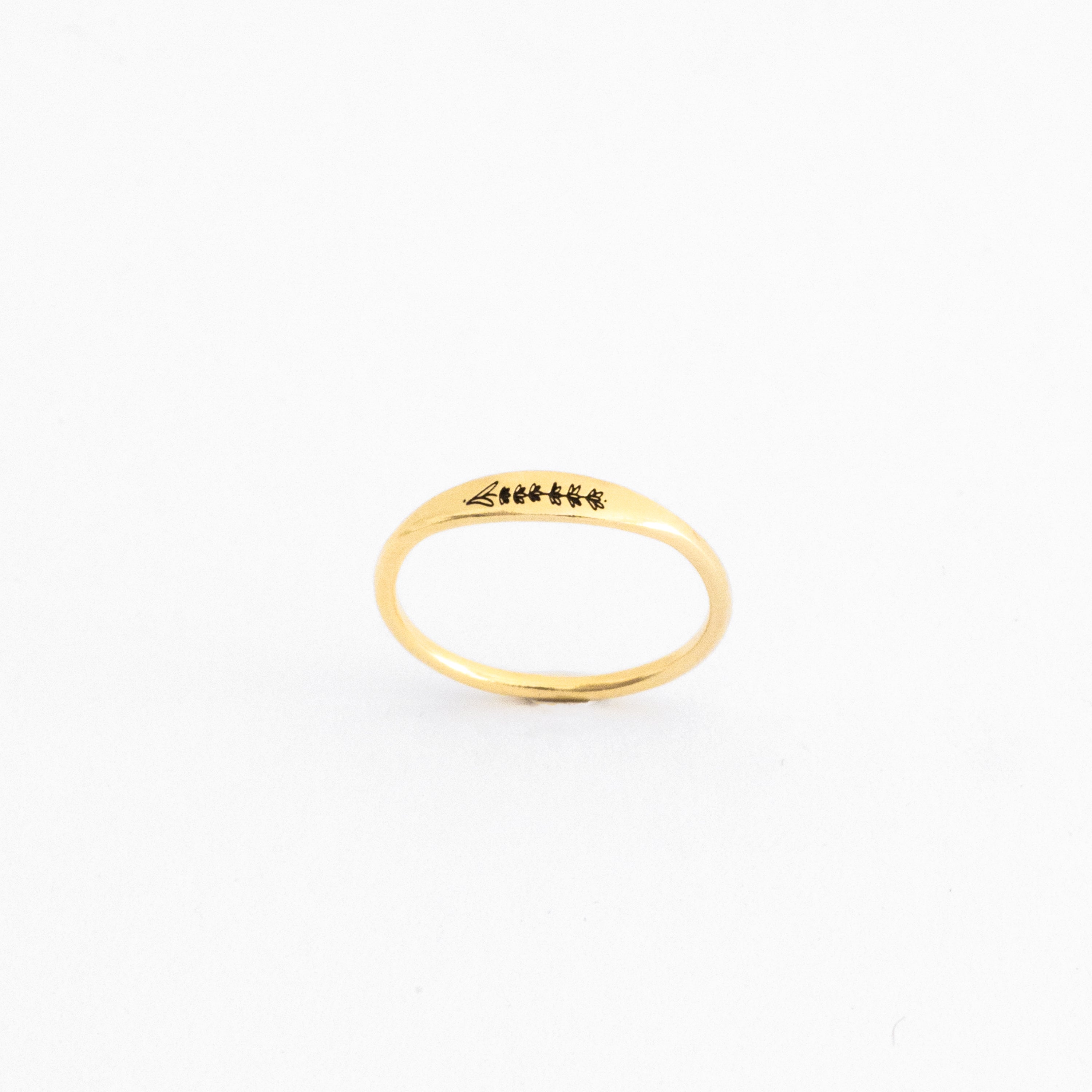 Skinny Birth Flower Ring in 18K Gold