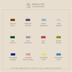 A chart of birthstones for each month, featuring colored gems and names—ideal inspiration for modern pieces like our Staggered Baguette Garnet Huggies.