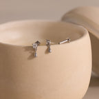 Diamond Droplet Studs in Silver