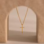 Skinny Cross Necklace in 18K Gold