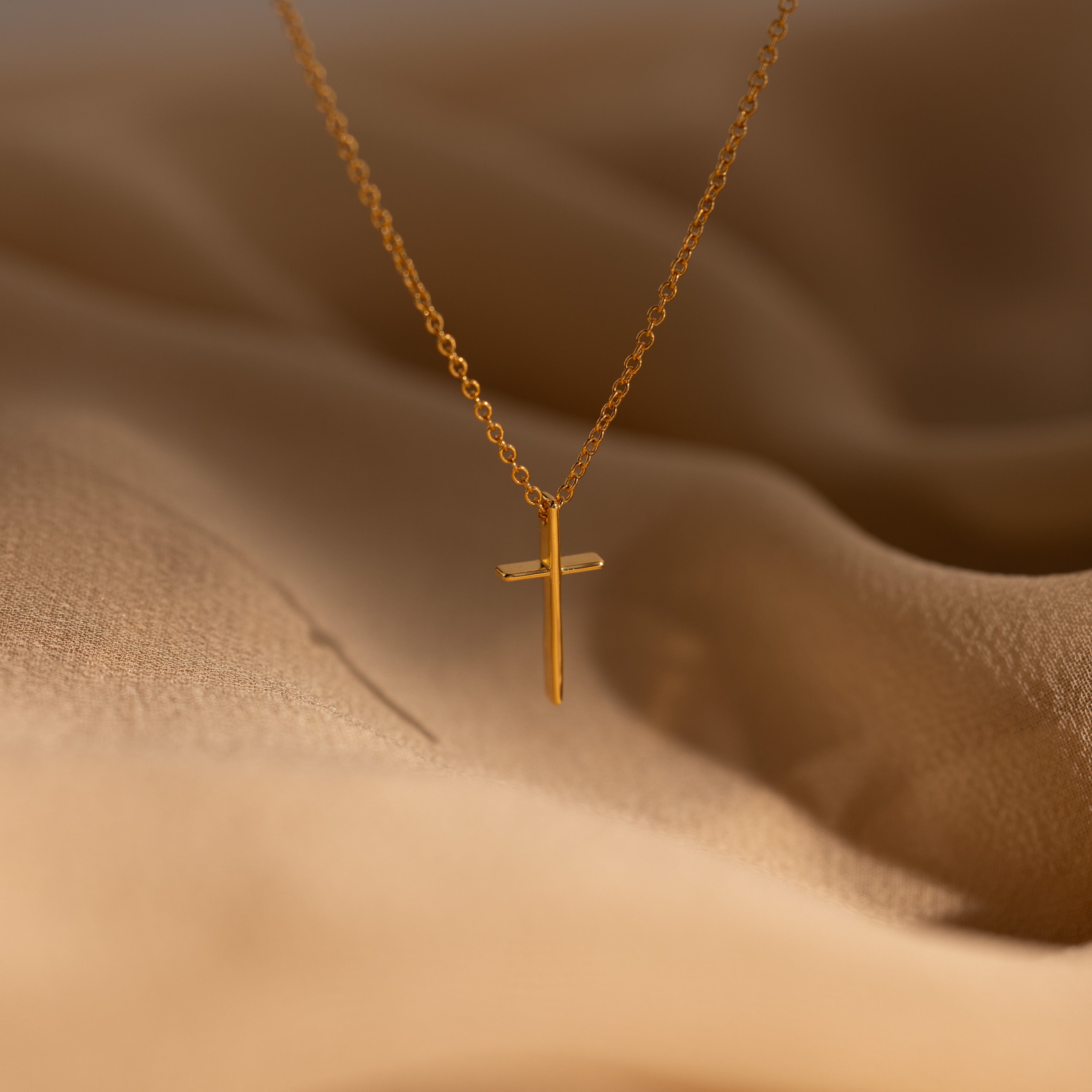 Skinny Cross Necklace in 18K Gold