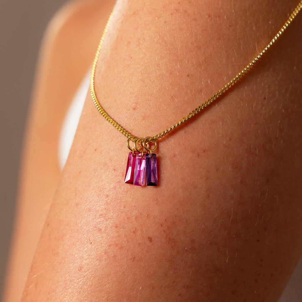 Skinny Baguette Ruby Charm
